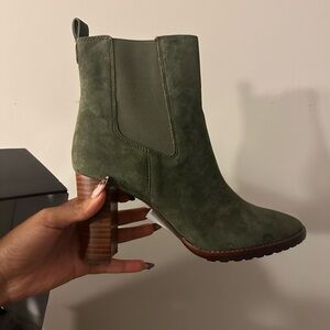 Green Suede Ankle Boots